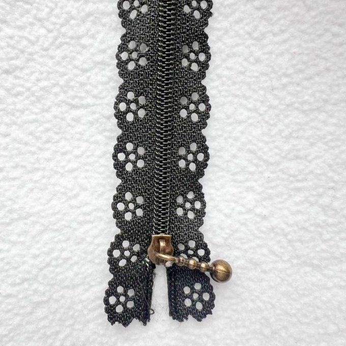 Fermeture éclair dentelle 20 cm -Noir