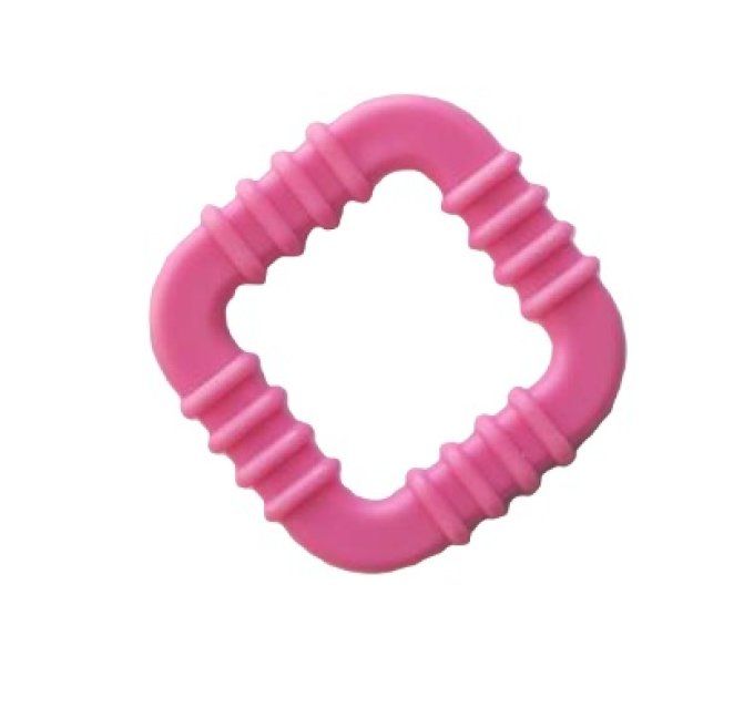 Anneau dentition bébé carré - Rose fuchsia