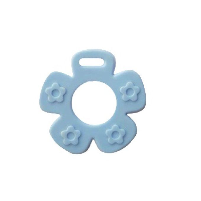 Anneau dentition bébé fleur modèle 2 - Bleu clair