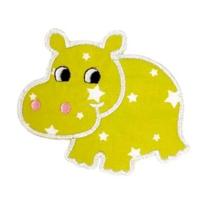 Appliqué broderie coton - Hippopotame