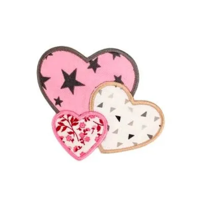 Appliqué broderie coton - Lot de 3 cœurs 