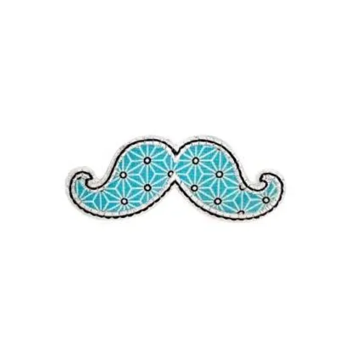 Appliqué broderie coton - Moustache à motifs