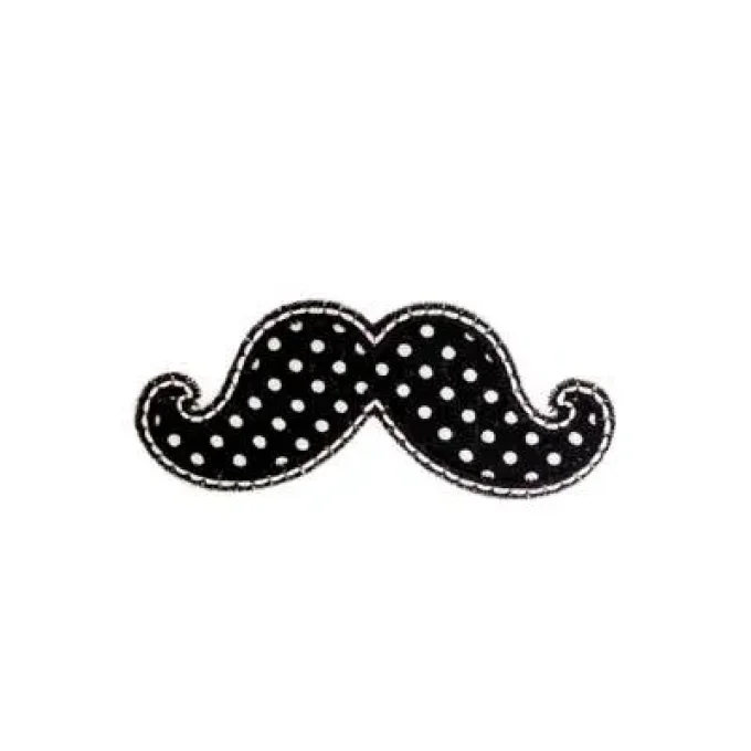 Appliqué broderie coton - Moustache à motifs