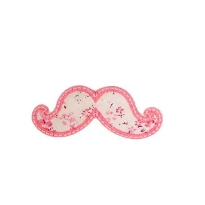 Appliqué broderie coton - Moustache à motifs