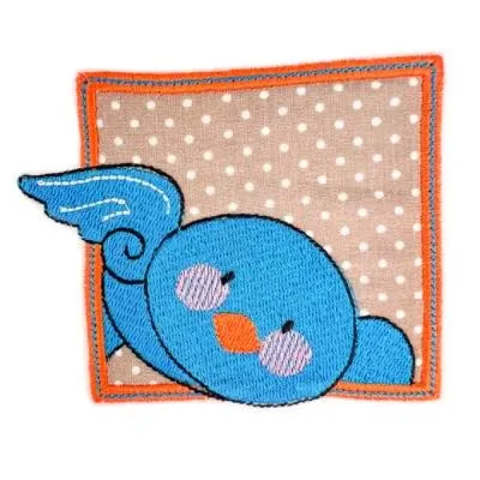 Appliqué broderie coton - Oiseau à la fenêtre