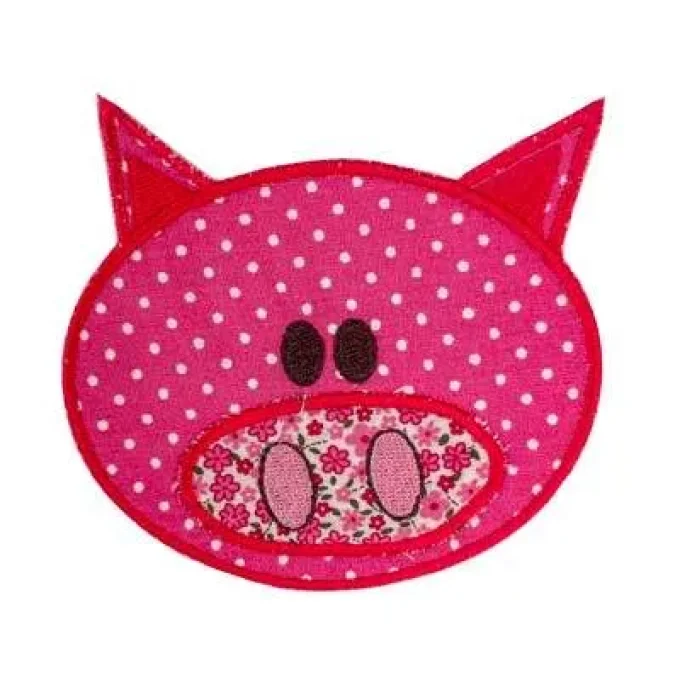 Appliqué broderie coton - Tête de cochon