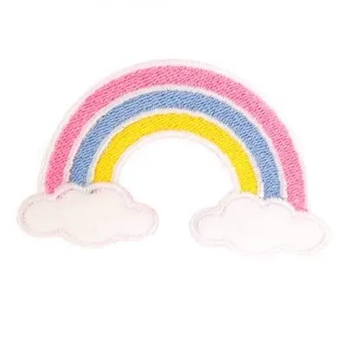 Appliqué broderie fil - Arc-en-ciel & nuages