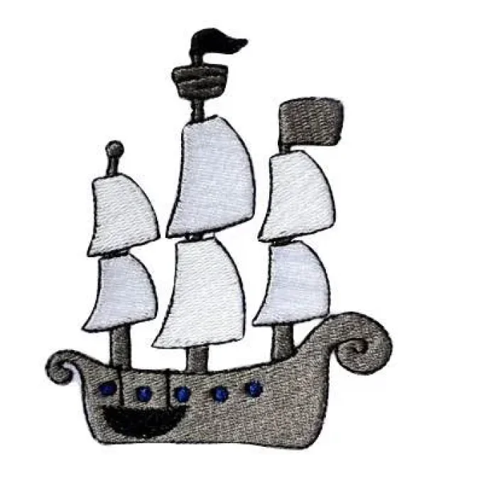 Appliqué broderie fil - Bateau pirate