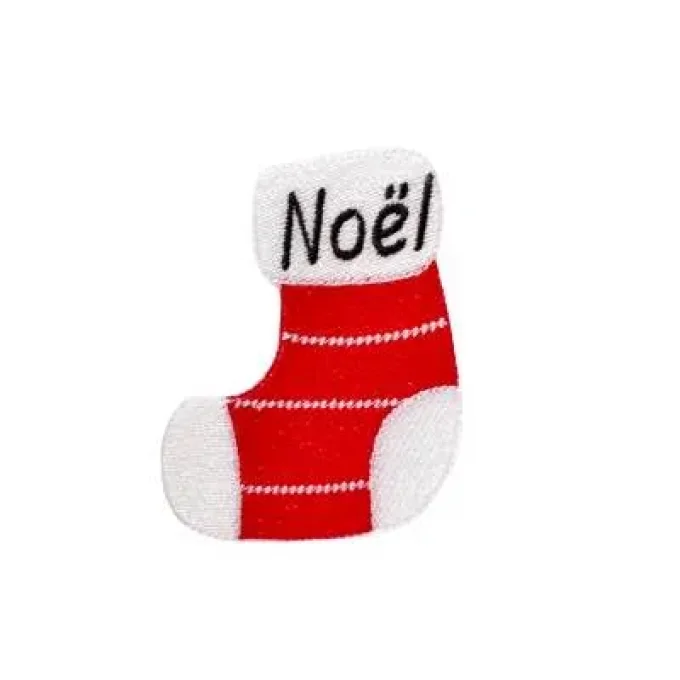 Appliqué broderie fil - Chaussette de Noël