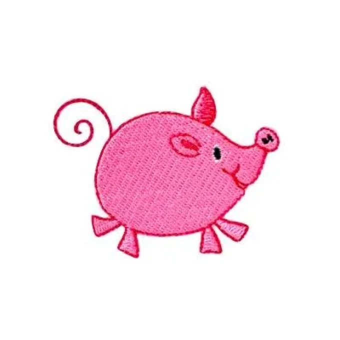 Appliqué broderie fil - Cochon heureux 