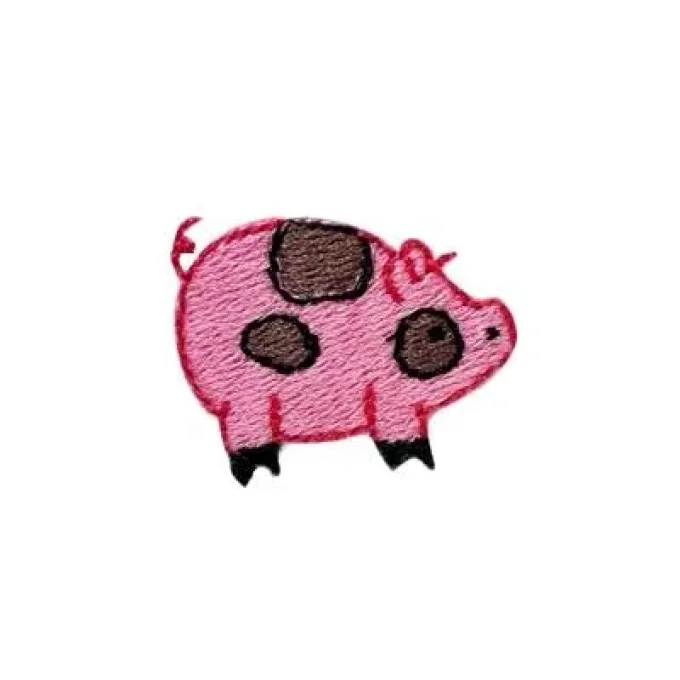 Appliqué broderie fil (mini)- Cochon rose marron