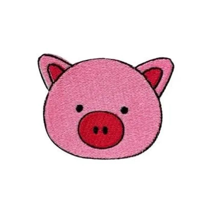 Appliqué broderie fil - Cochon rose