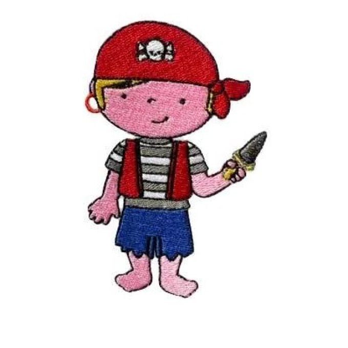 Appliqué broderie fil - Personnage pirate & couteau