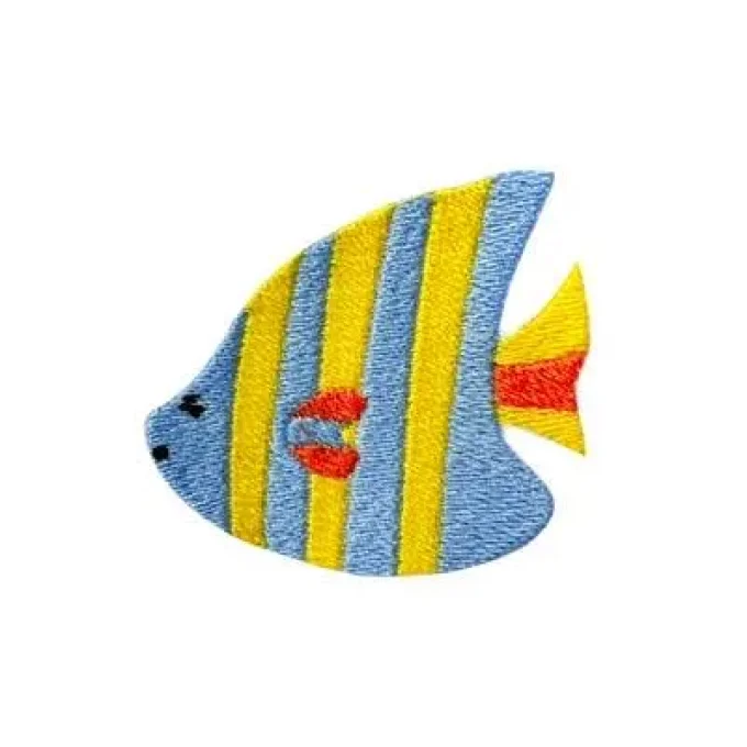 Appliqué broderie fil - Poisson bleu & jaune