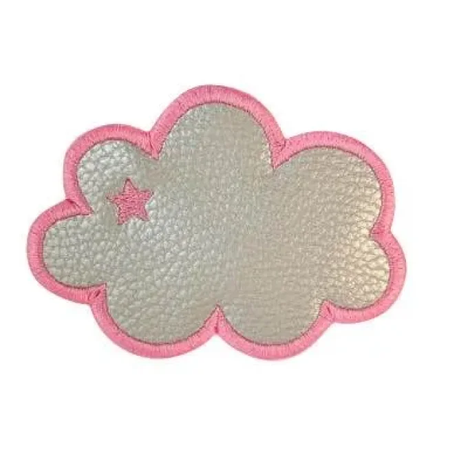 Appliqué broderie simili cuir - Nuage & mini étoile