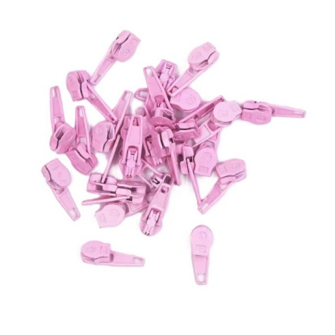 Curseur tirette zip fermeture éclair 3 mm - Rose clair