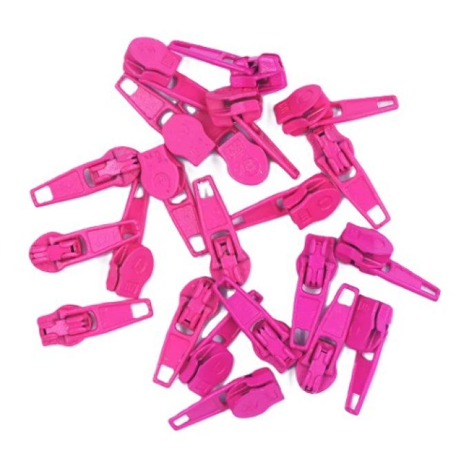 Curseur tirette zip fermeture éclair 3 mm - Rose fuchsia