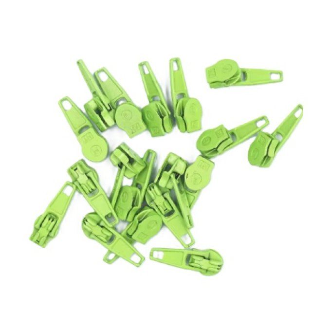 Curseur tirette zip fermeture éclair 3 mm - Vert clair