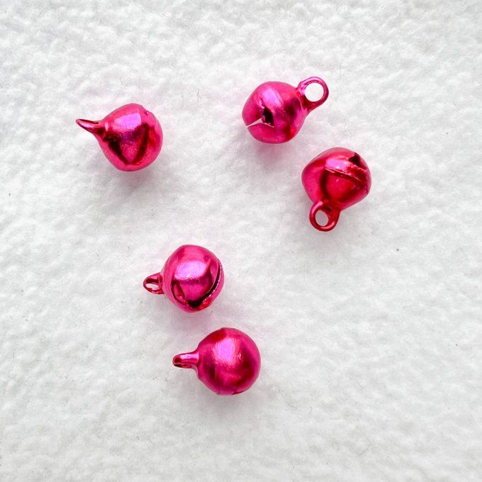 Grelot 10 mm - Lot de 5 - Rose foncé