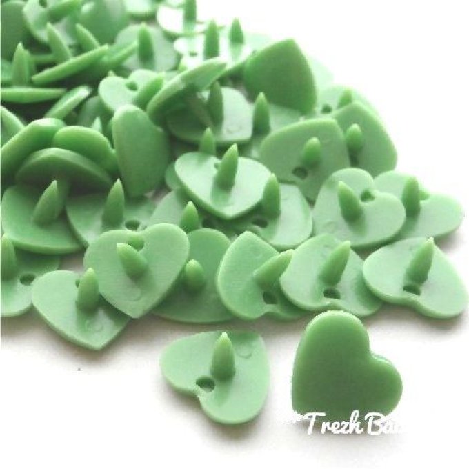 10 Jeux pressions kam coeur  T5 - B14 - Vert menthe