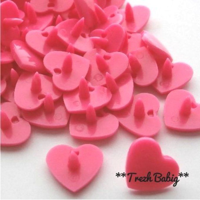 10 Jeux pressions kam coeur  T5 - B47 - Rose flashy