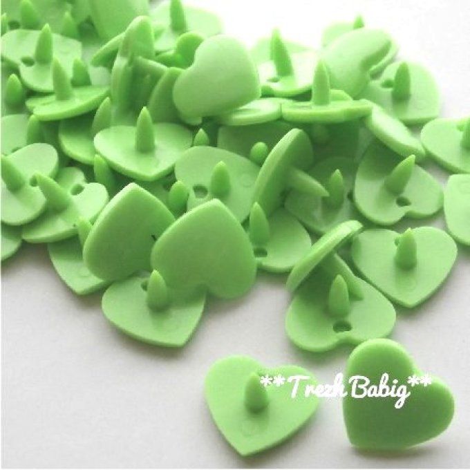 10 Jeux pressions kam coeur  T5 - B50 - Vert lime