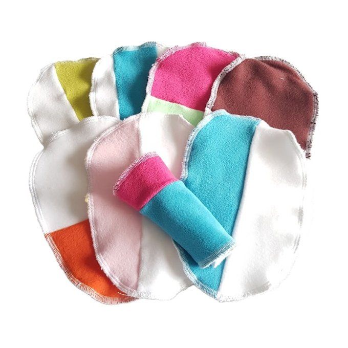 Lingettes lavables bébé bambou polaire - Patchwork - Pack de 5