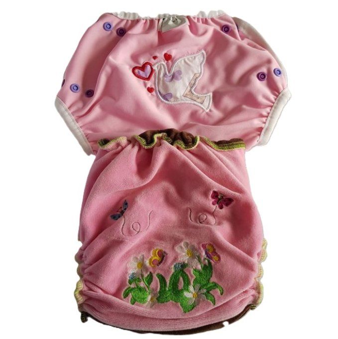 Lot culotte / couche lavable - Rose chocolat broderie papillon