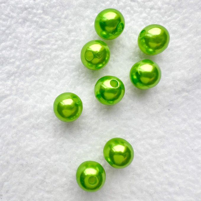 Perle acrylique irisée 10 mm - Lot de 8 - Vert clair