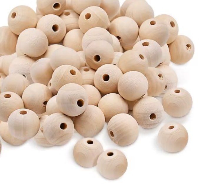 Perle en bois rondes 14 mm - Lot de 5