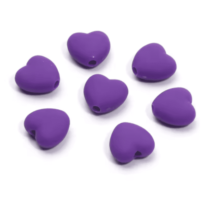 Perle silicone coeur 20 mm - Mauve