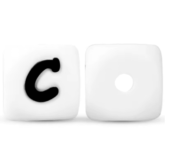 Perle silicone lettre carré ~ 15 mm - C