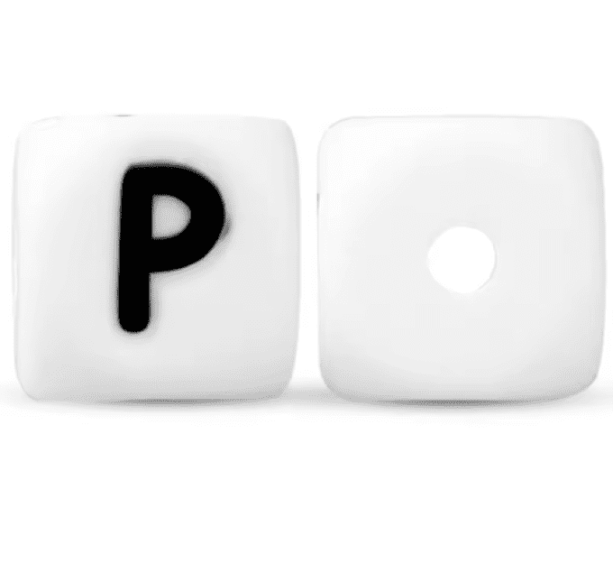 Perle silicone lettre carré ~ 15 mm - P