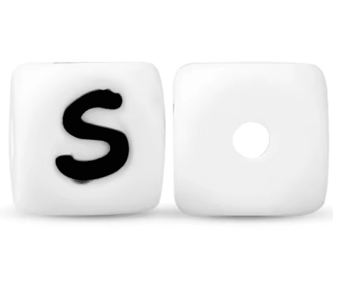 Perle silicone lettre carré ~ 15 mm - S