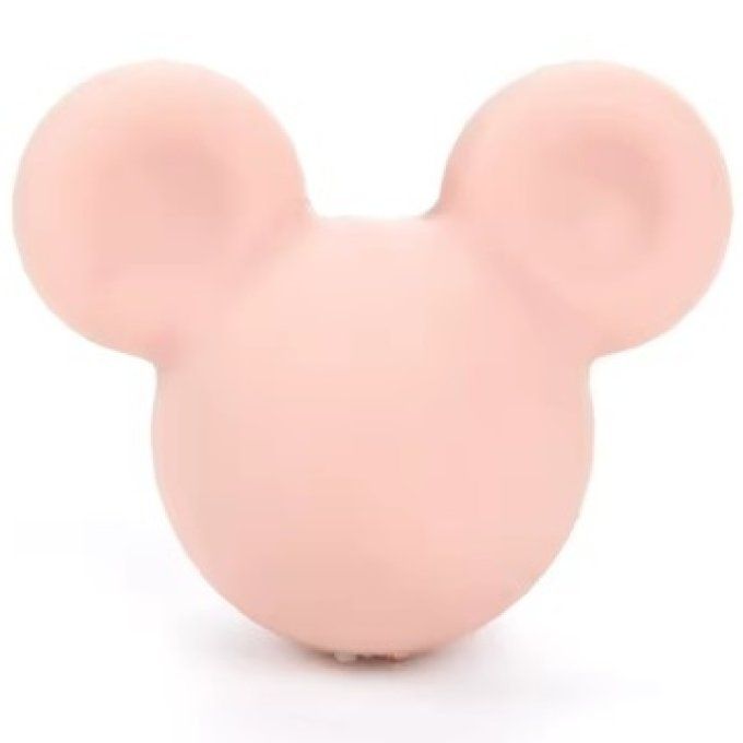 Perle silicone Tête de Mickey - Pêche