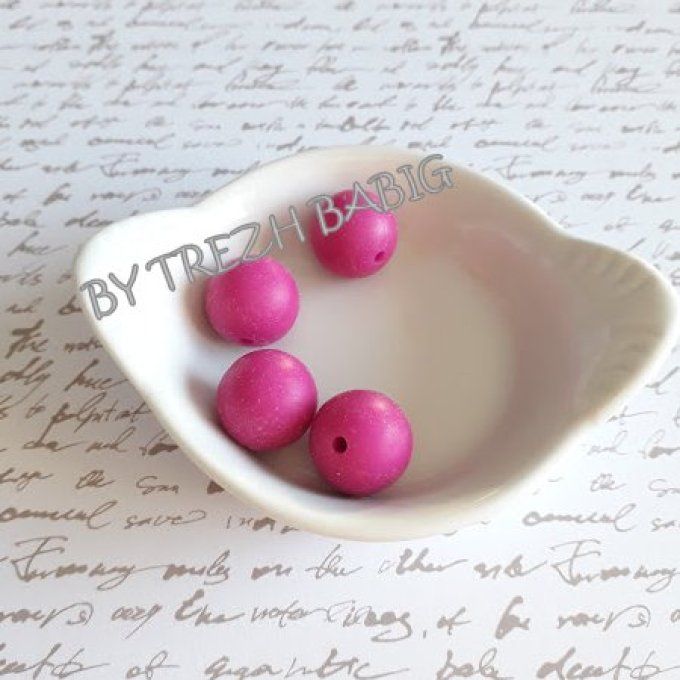 Perle silicone ronde 15 mm - Fuchsia