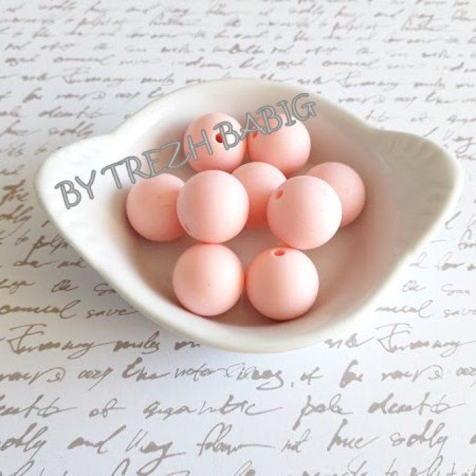 Perle silicone ronde 15 mm - Pastel rose