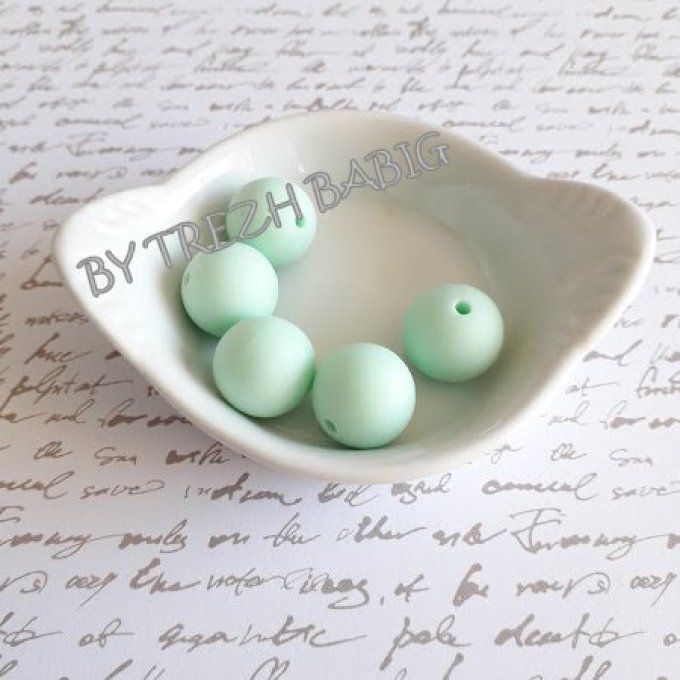 Perle silicone ronde 15 mm - Pastel vert