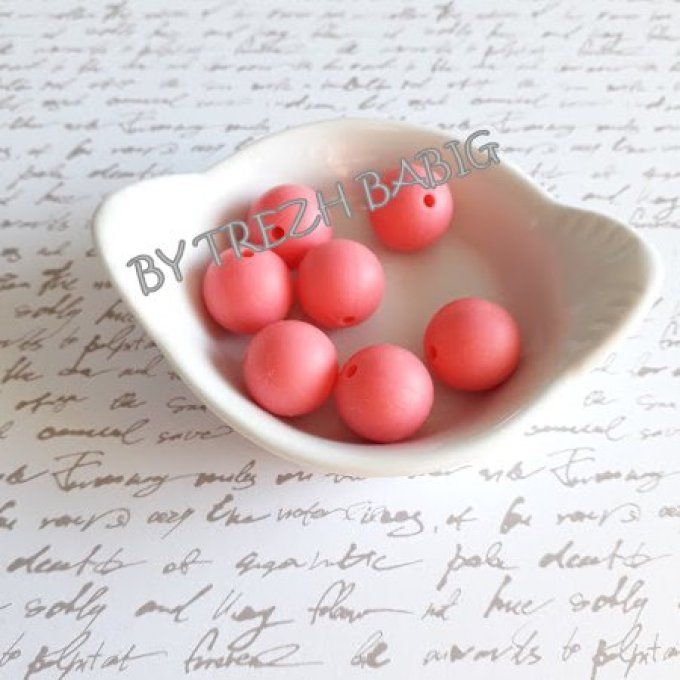 Perle silicone ronde 15 mm - Rose watermelon