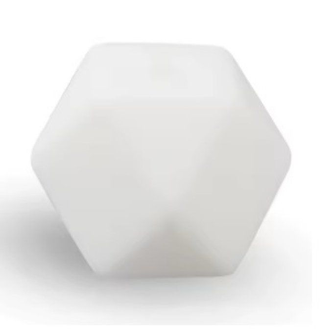 Perle silicone hexagonale 14 mm - Blanc