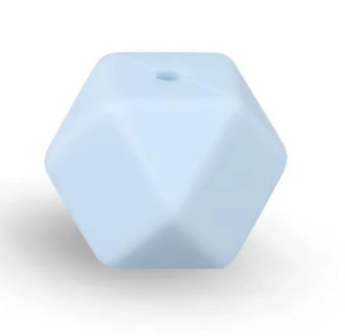 Perle silicone hexagonale 14 mm - Bleu pastel