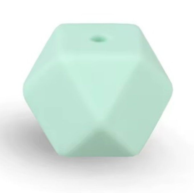 Perle silicone hexagonale 14 mm - Vert pastel