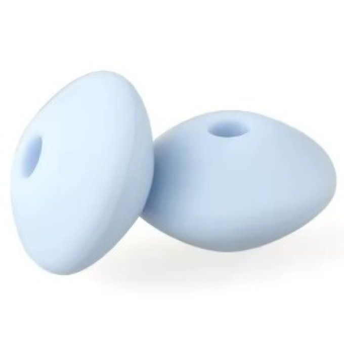 Perle silicone lentille ~ 15 x 7 mm - Bleu pastel