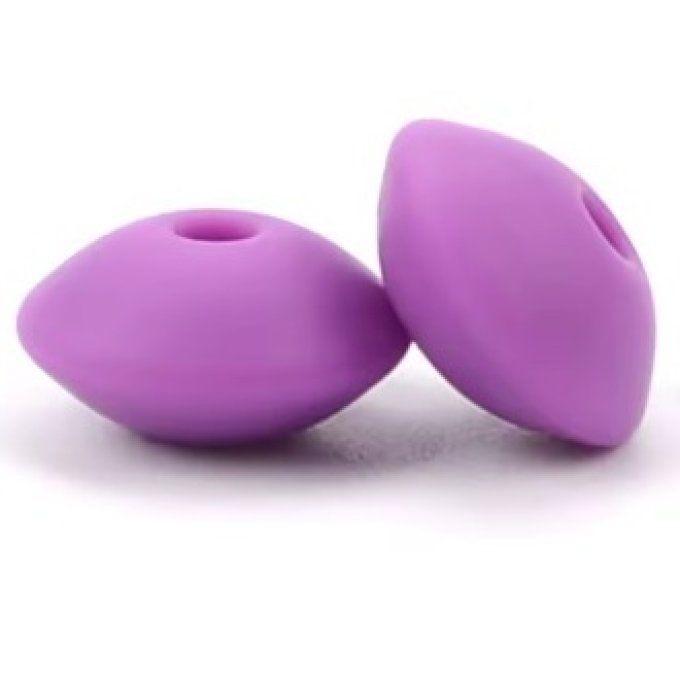 Perle silicone lentille ~ 15 x 7 mm - Mauve