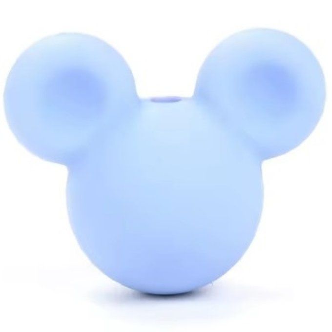 Perle silicone Tête de Mickey - Bleu pastel