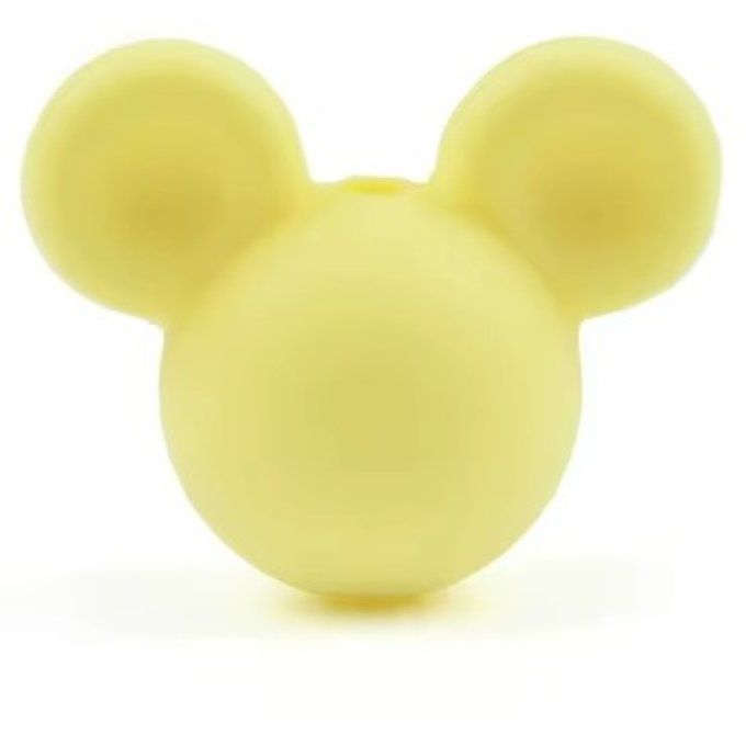 Perle silicone Tête de Mickey - Jaune pastel