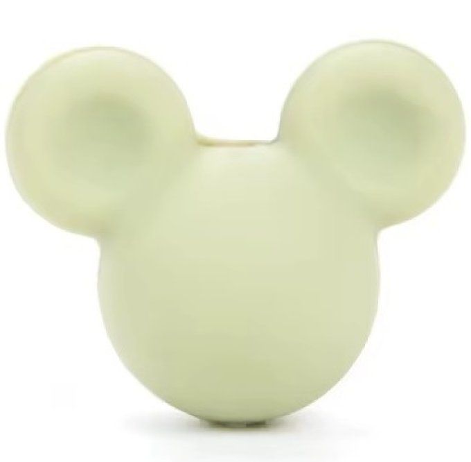 Perle silicone Tête de Mickey - Vert kaki