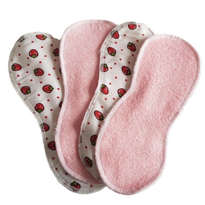 Protège slip lavable Fraise bambou rose - Lot de 4