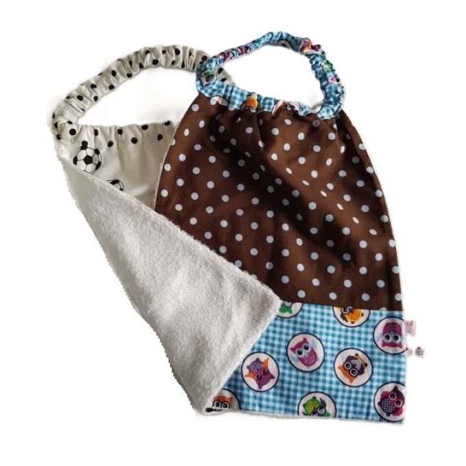 Serviette élastiquée bébé/enfant - Hibou & Foot - Lot de 2