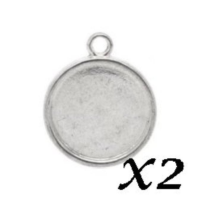 Support pendentif cabochon 20 mm - Lot de 2